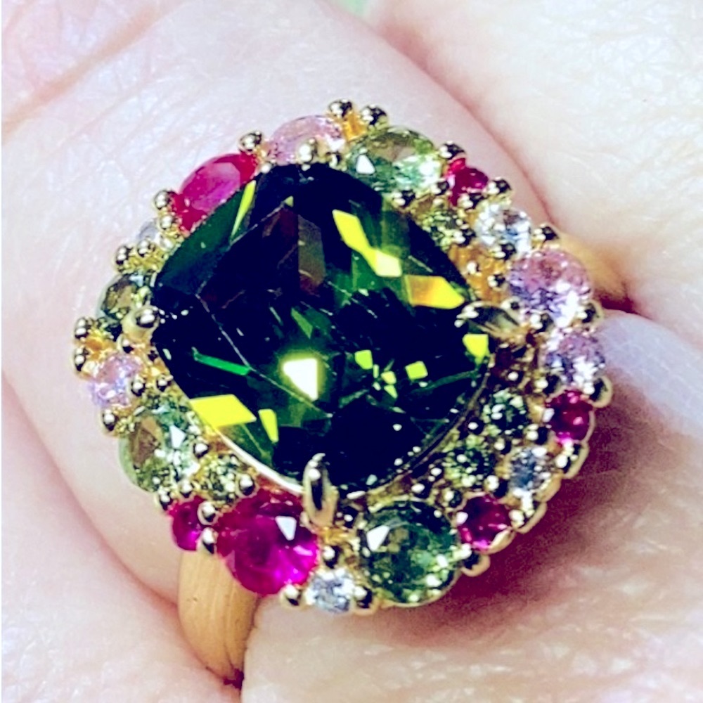 Yellow Gold Multicolor Zirconia Stones Ring